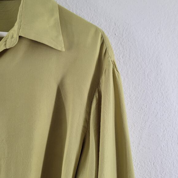 Berlook Button up Shirt w Tie Front Womens Small Green Minimalist Office Artsy - Picture 3 of 12